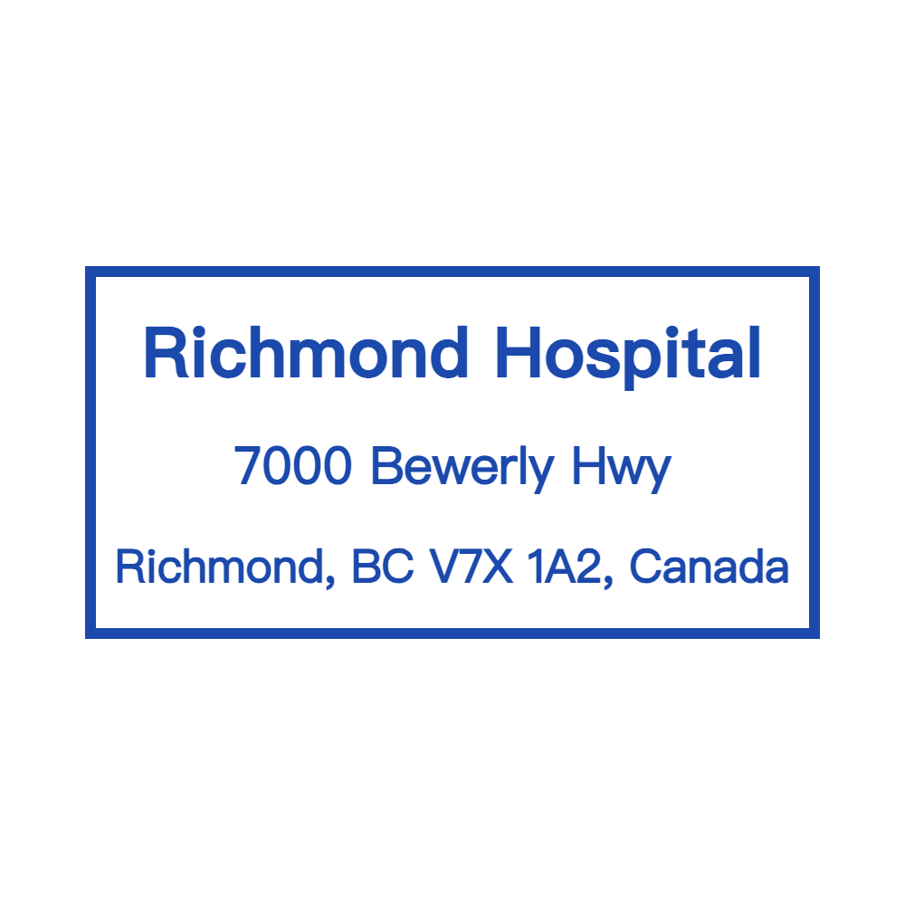 Rectangular company seal layout with “Richmond, BC V7X 1A2, Canada” lettering, #7391210