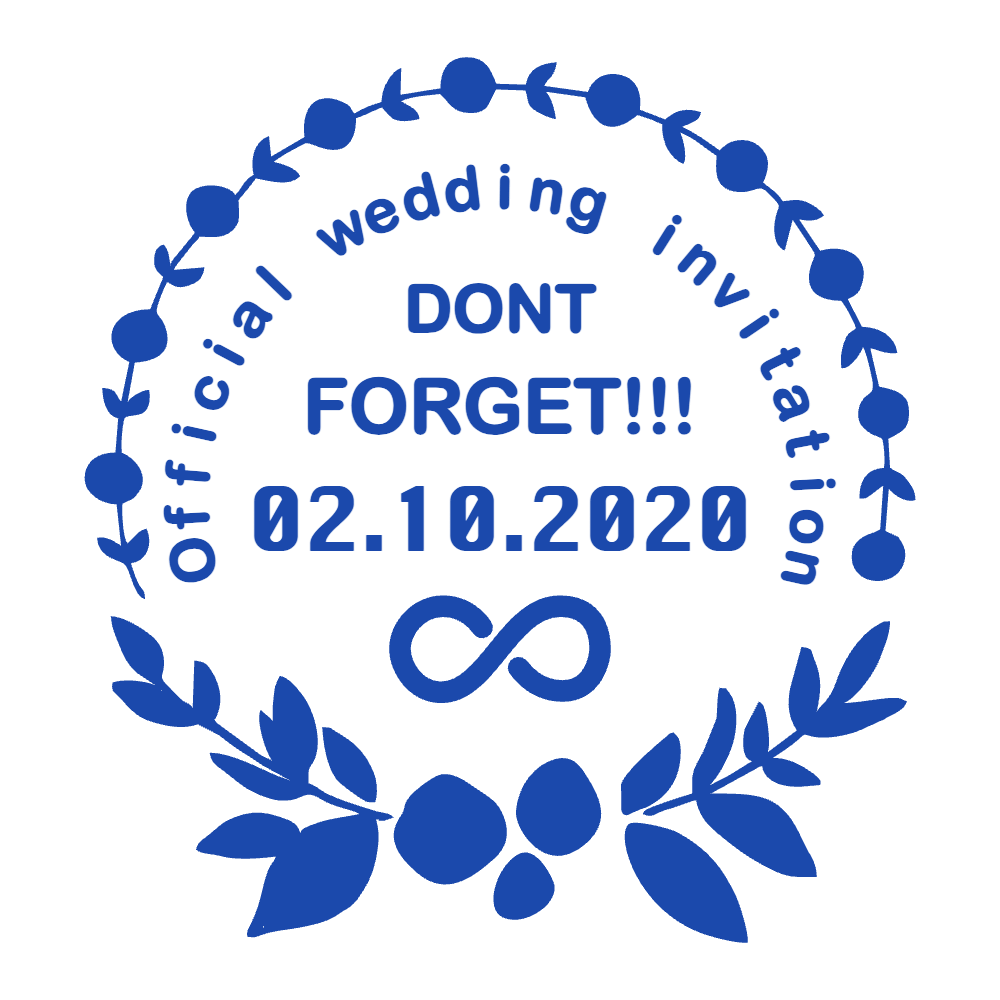 Round wedding seal showing serial-number text and curved text, template #2604819