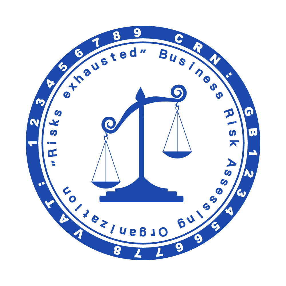 Round legal office stamp with “Business Risk Assessing” lettering and curved text, SealsDigital #3789464