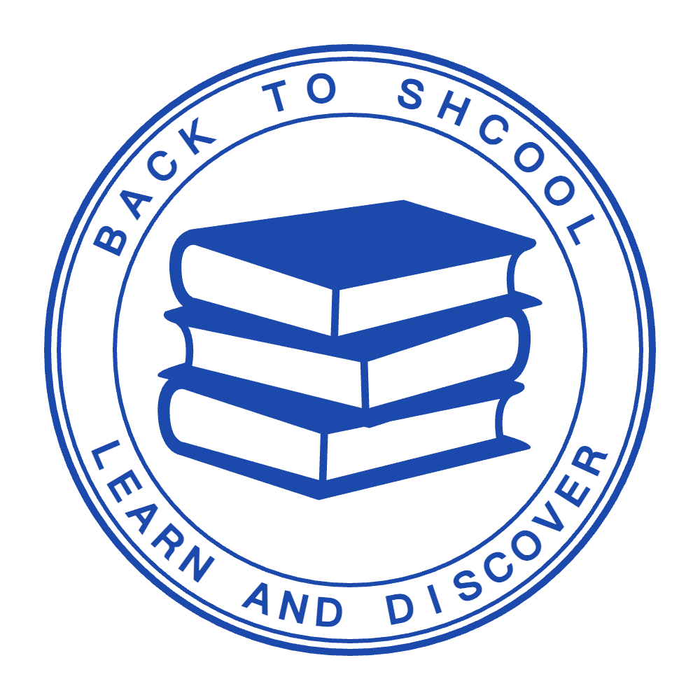 Round school stamp with “LEARN AND DISCOVER” lettering and curved text, SealsDigital #8641453