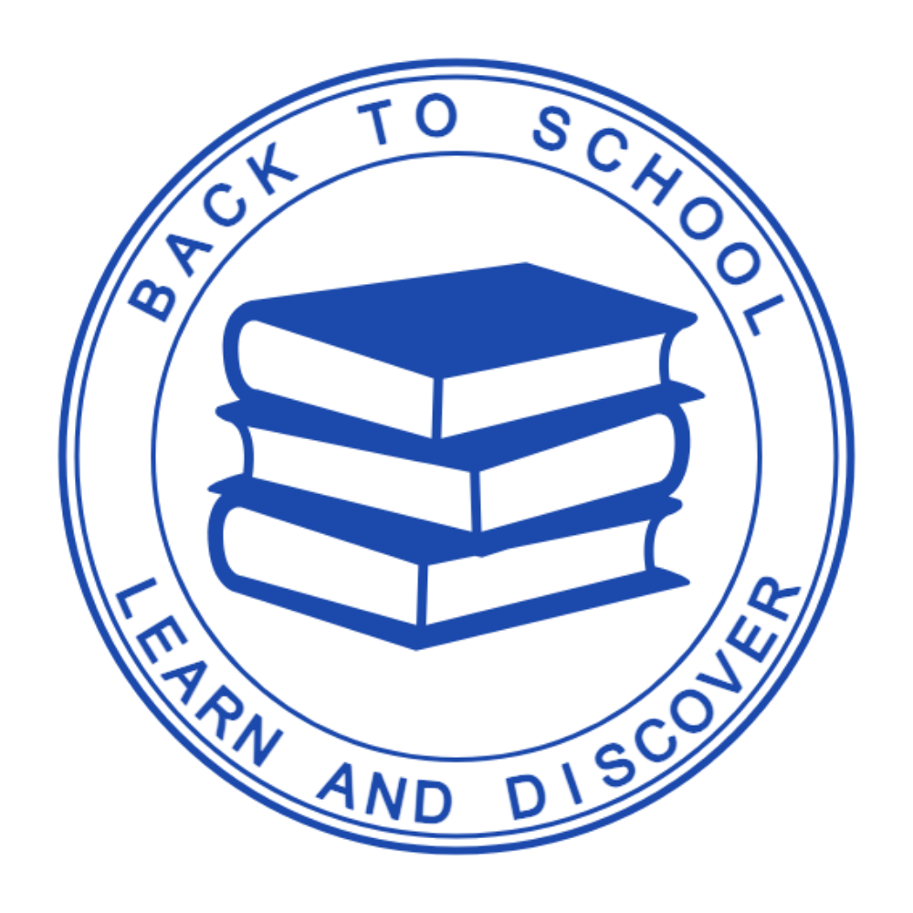 Round school stamp with “LEARN AND DISCOVER” lettering and curved text, SealsDigital #8641453