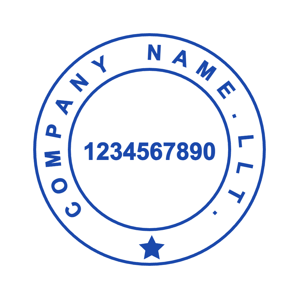 Customize this round Indian business seal in SealsDigital #1209707 Round Indian business seal showing serial-number text and curved text, template #1209707