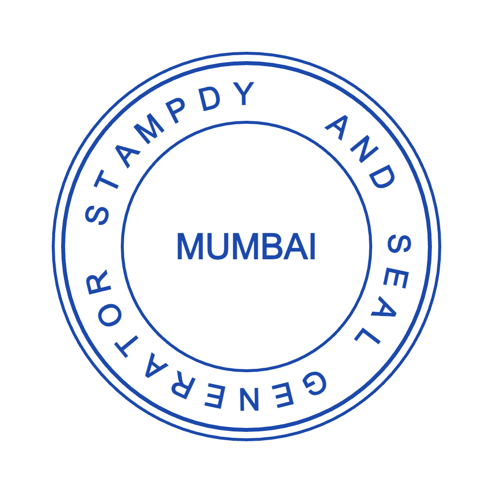 Personalize this round company seal in SealsDigital #5407861 Round company seal showing “MUMBAI” lettering and curved text, template #5407861
