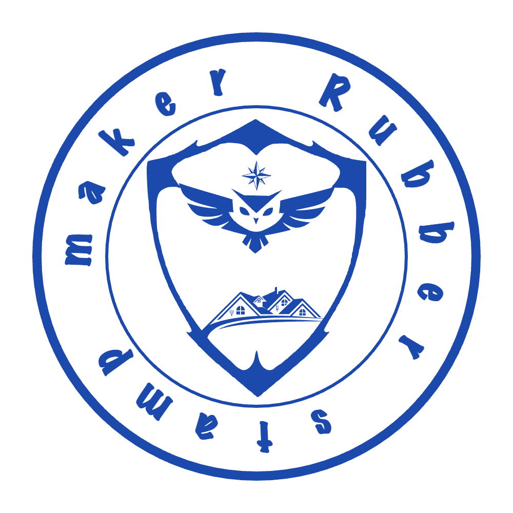 Start a decorative seal design in SealsDigital #9772270 Round decorative seal showing “Rubber stamp maker” lettering and curved text, template #9772270