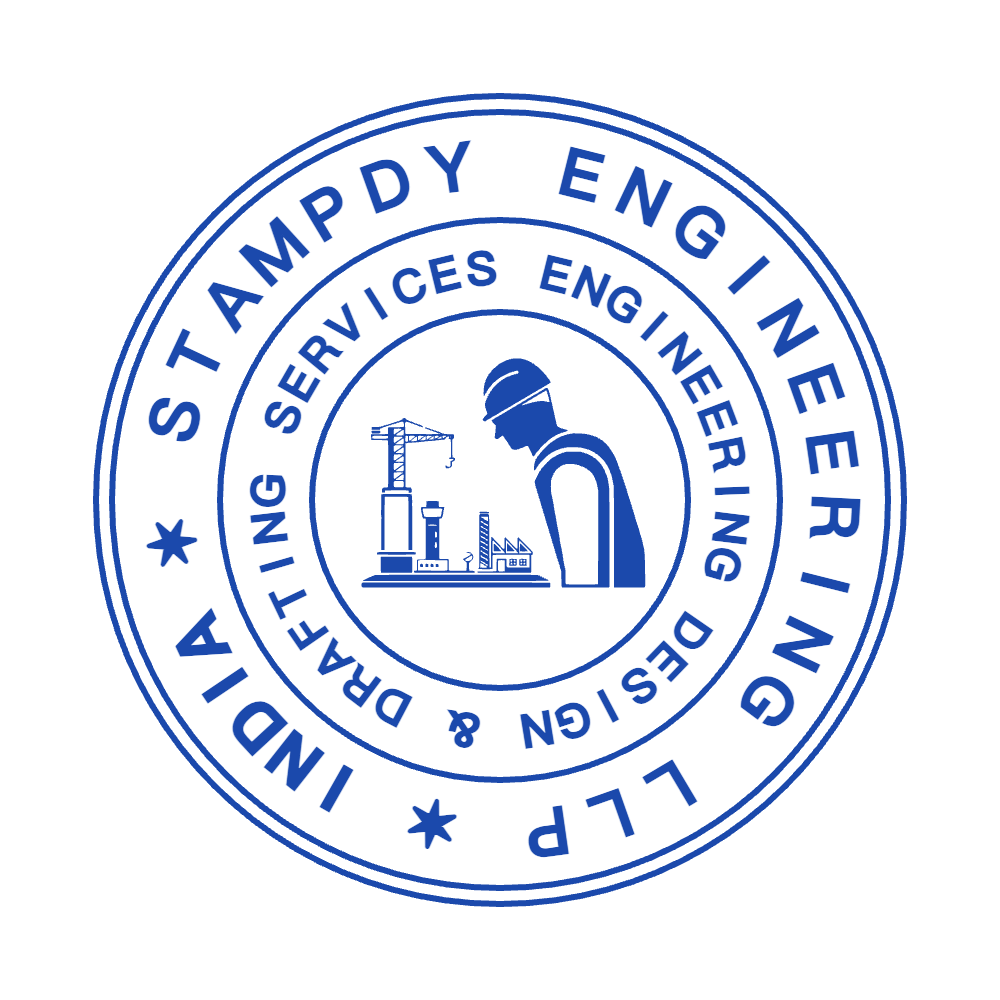 Build this custom stamp with “ENGINEERING DESIGN &” lettering and curved text in SealsDigital #1793096 Round custom stamp showing “ENGINEERING DESIGN &” lettering and curved text, template #1793096