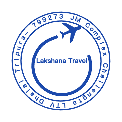 Edit this business stamp with “Lakshana Travel” lettering and curved text in SealsDigital #1737801 Round business stamp with “Lakshana Travel” lettering and curved text, SealsDigital #1737801