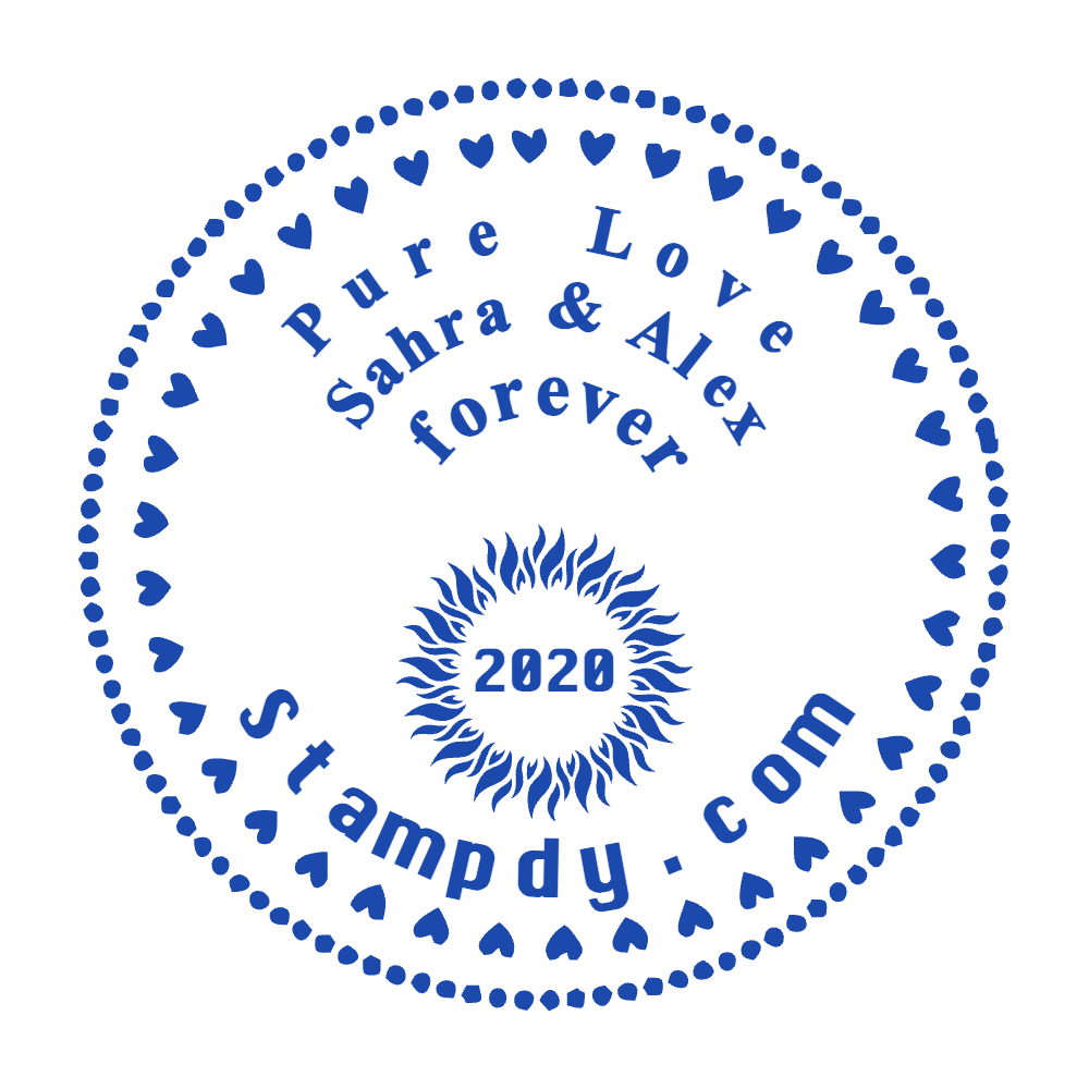 Edit this wedding seal with serial-number text and curved text in SealsDigital #2694519 Round wedding seal showing serial-number text and curved text, template #2694519