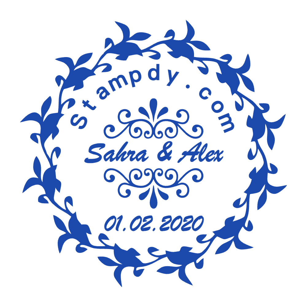 Edit this wedding seal with serial-number text and curved text in SealsDigital #3613478 Round wedding seal with serial-number text and curved text, SealsDigital #3613478