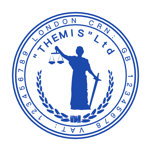 Build this legal office stamp with “THEMISLtd” lettering and curved text in SealsDigital #7059269 Round legal office stamp showing “THEMISLtd” lettering and curved text, template #7059269