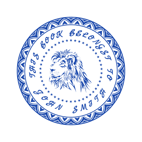 Customize this round library ownership stamp in SealsDigital #0063954 Round library ownership stamp with “JOHN SMITH” lettering and curved text, SealsDigital #0063954