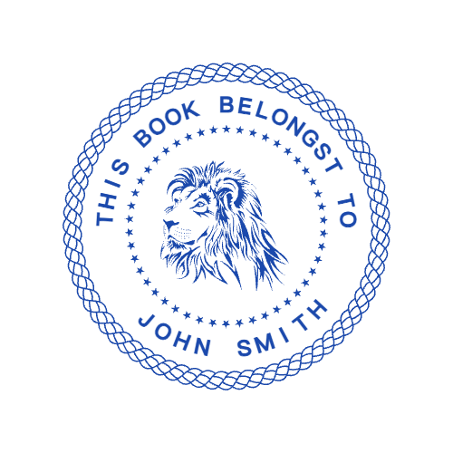 Create a round library ownership stamp in SealsDigital #0391062 Round library ownership stamp with “JOHN SMITH” lettering and curved text, SealsDigital #0391062