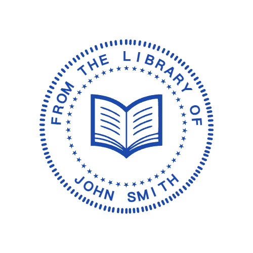 Round library ownership stamp showing “JOHN SMITH” lettering and curved text, template #1182035