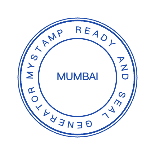 Round rubber stamp layout with “MUMBAI” lettering and curved text, #8796338