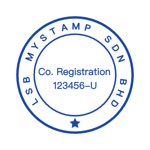 Round rubber stamp with “123456-U” lettering and curved text, SealsDigital #8978239