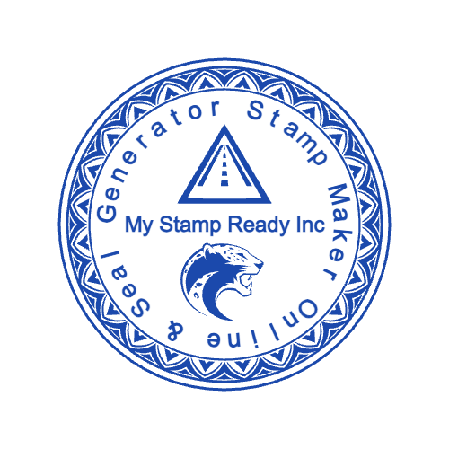 Round rubber stamp layout with “My Stamp Ready Inc” lettering and curved text, #9457163