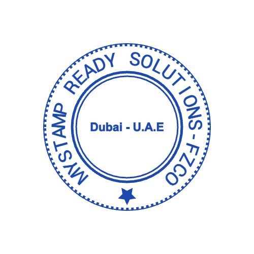 SealsDigital round rubber stamp with “Dubai - U.A.E” lettering and curved text, #0093660