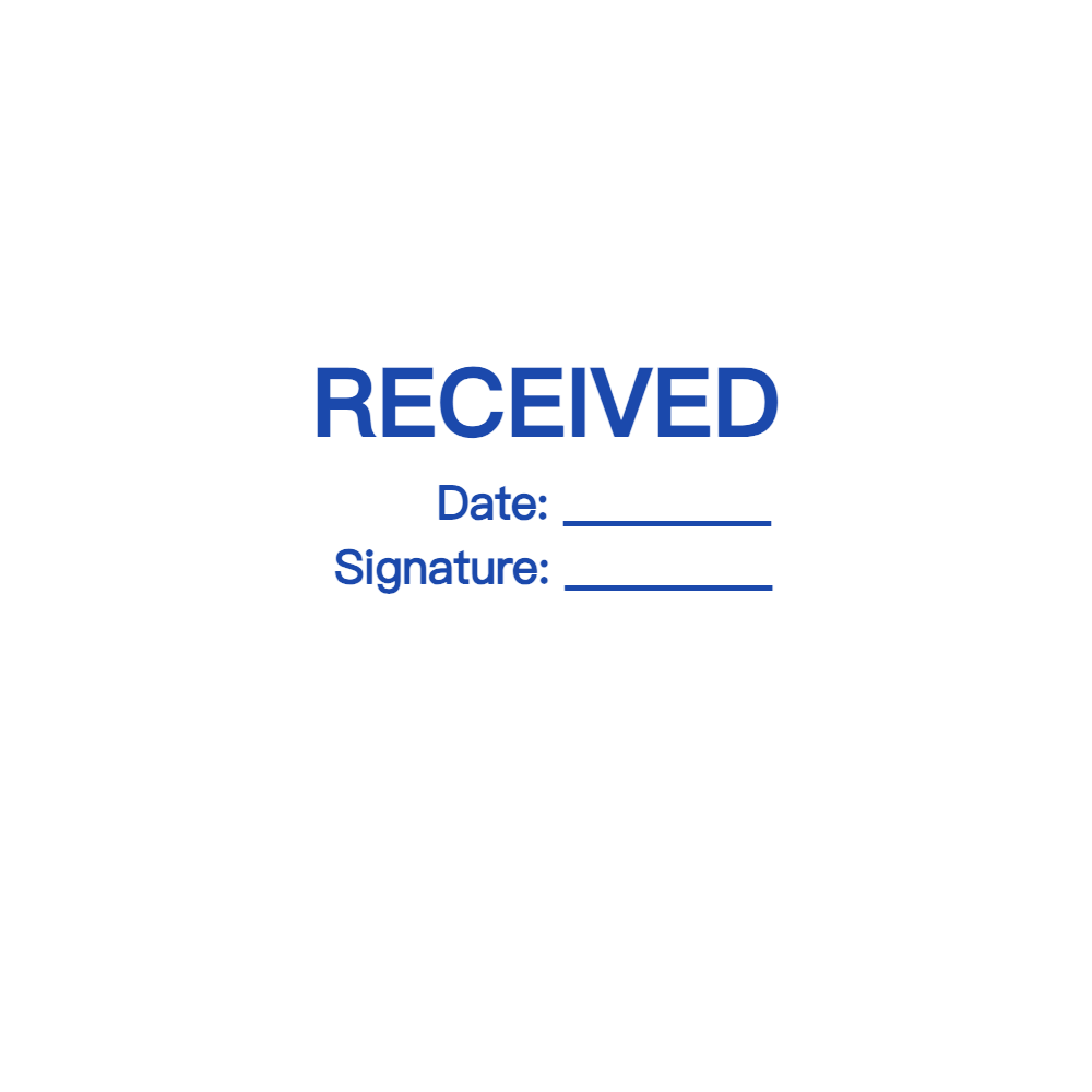 Rectangular received document stamp showing “Signature” lettering, template #3892669
