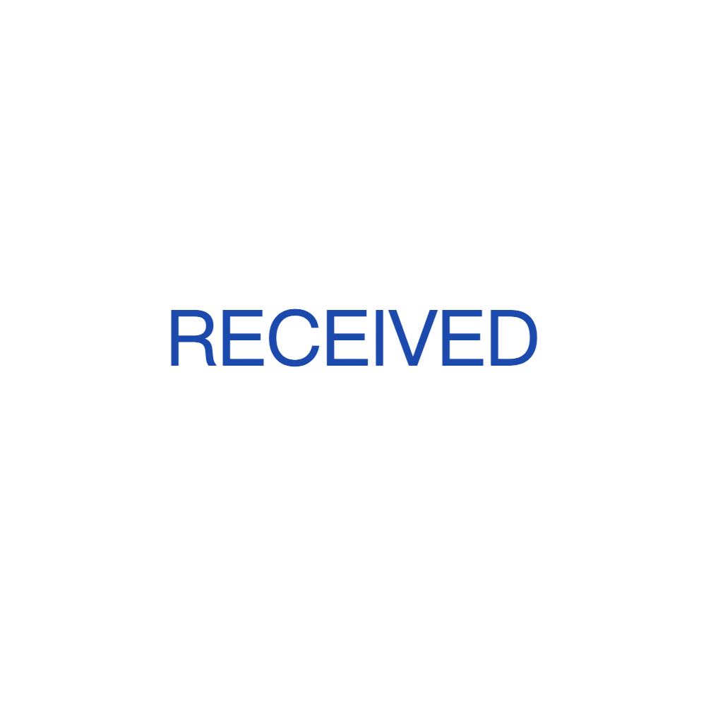 Rectangular received document stamp showing “RECEIVED” lettering, template #3952599