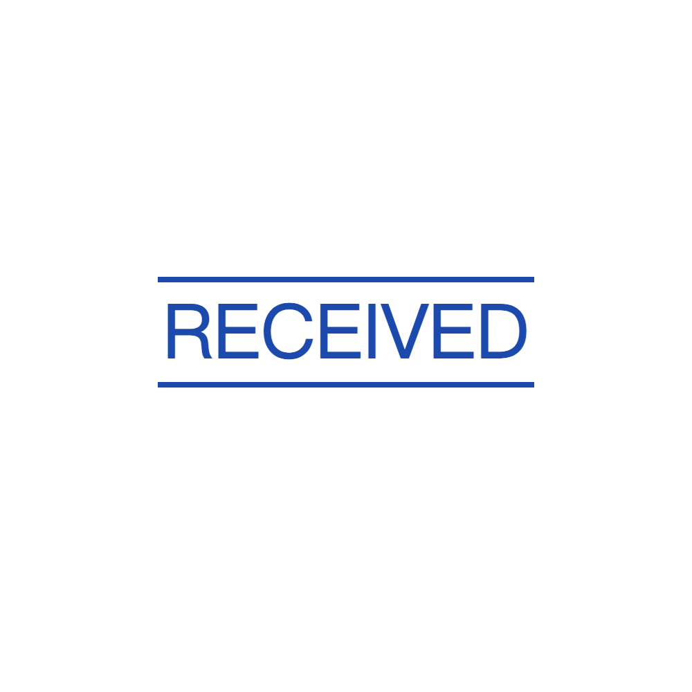 Rectangular received document stamp with “RECEIVED” lettering and divider lines, SealsDigital #4013756