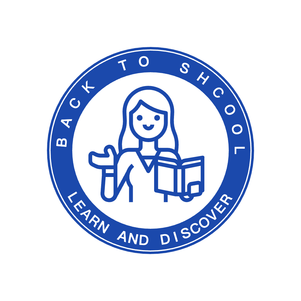 SealsDigital round school stamp with “LEARN AND DISCOVER” lettering and curved text, #5645108