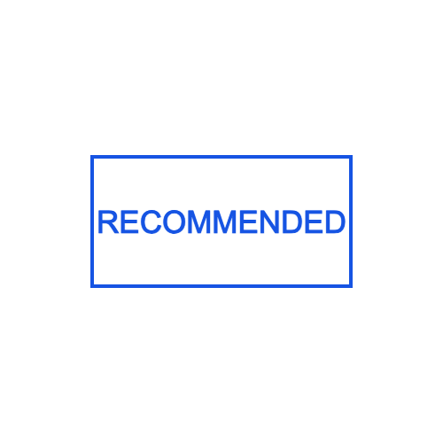 Rectangular text stamp showing “RECOMMENDED” lettering, template #0243881
