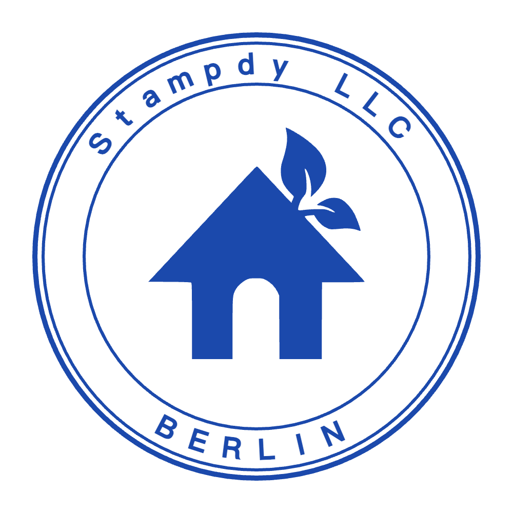 Round logo stamp with “BERLIN” lettering and curved text, SealsDigital #4454797