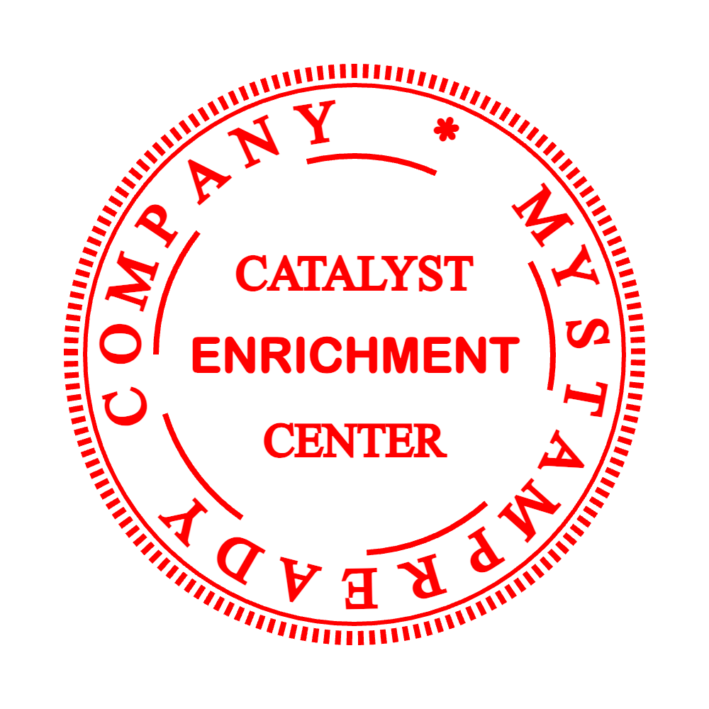 Round red-ink seal showing “CENTER” lettering and curved text, template #0526475