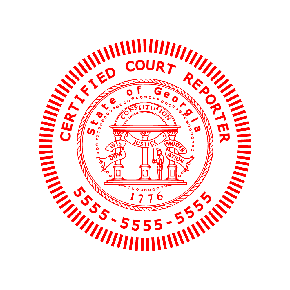 Round red-ink seal showing “State of Georgia” lettering and curved text, template #0543834
