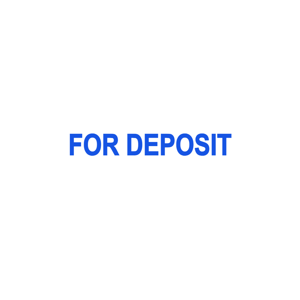 Rectangular deposit-only stamp showing “FOR DEPOSIT” lettering, template #0555493