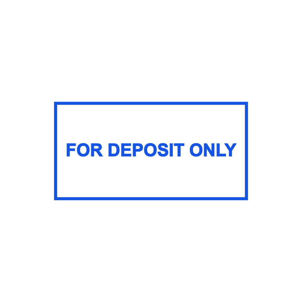 Rectangular deposit-only stamp showing “FOR DEPOSIT ONLY” lettering, template #1197644