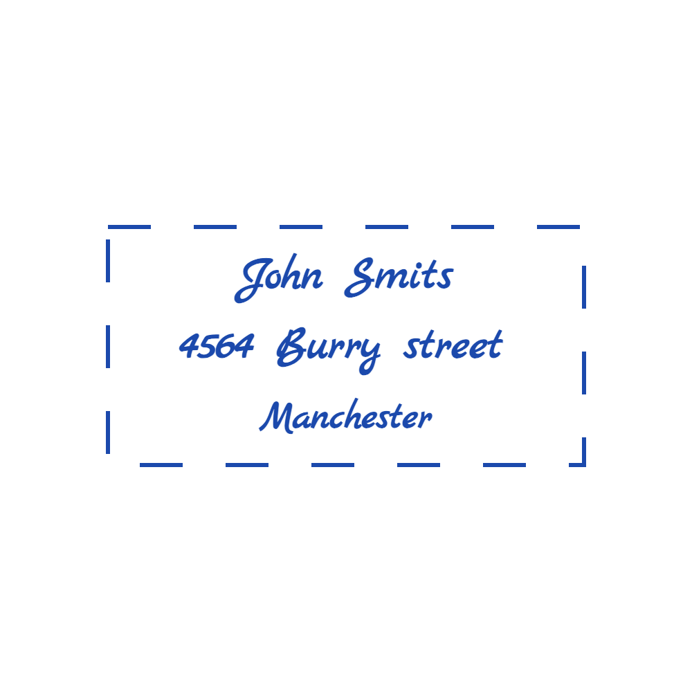 SealsDigital rectangular address stamp with “Manchester” lettering, #0482624