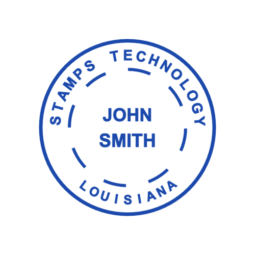 Round Indian business seal with “LOUISIANA” lettering and curved text, SealsDigital #4175689