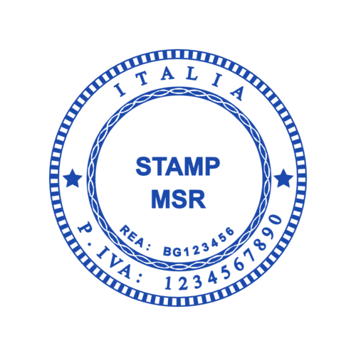 Round Indian business seal with “ITALIA” lettering and curved text, SealsDigital #4680909