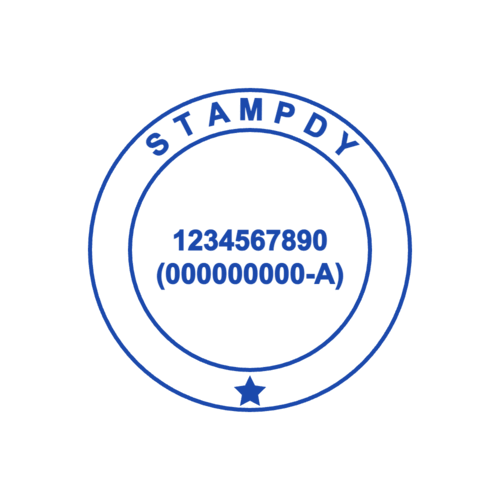 Build this Indian business seal with “(000000000-A)” lettering and curved text in SealsDigital #4898366 Round Indian business seal layout with “(000000000-A)” lettering and curved text, #4898366