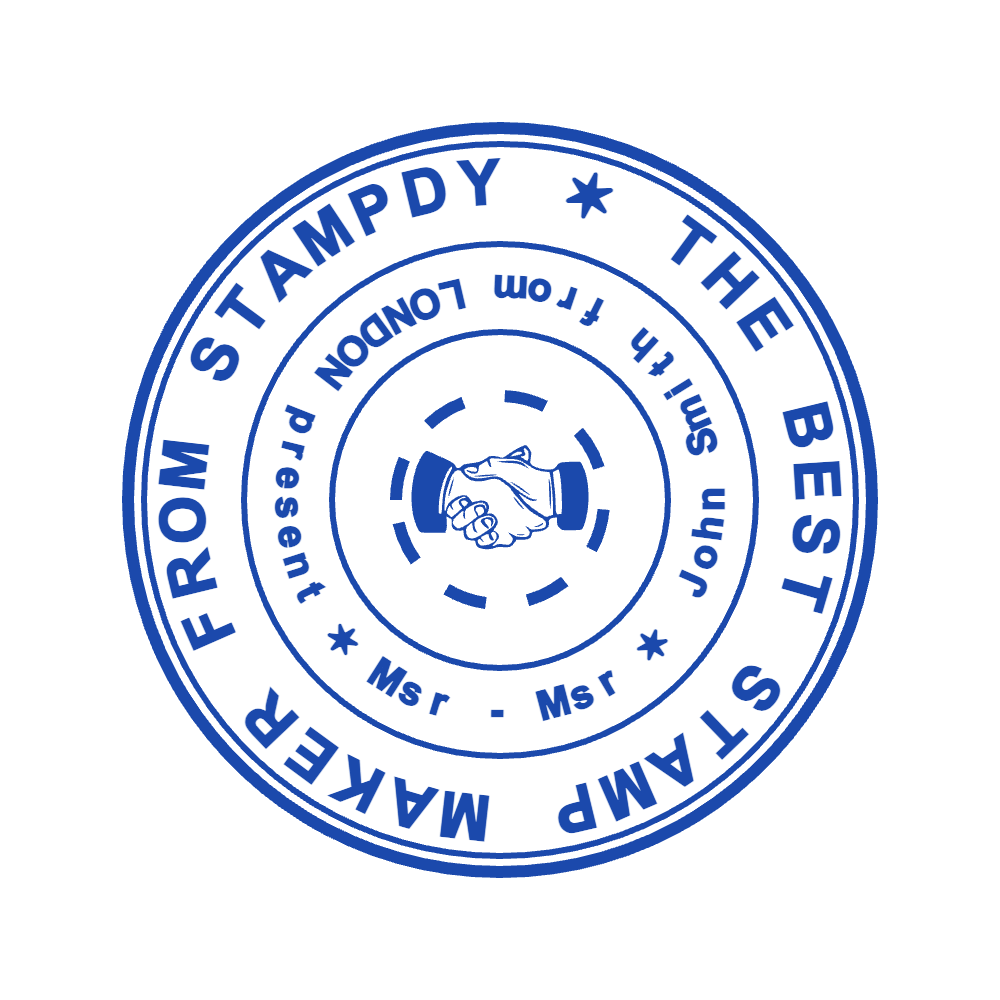 Personalize this round decorative seal in SealsDigital #9106706 Round decorative seal with “John Smith from LONDON” lettering and curved text, SealsDigital #9106706