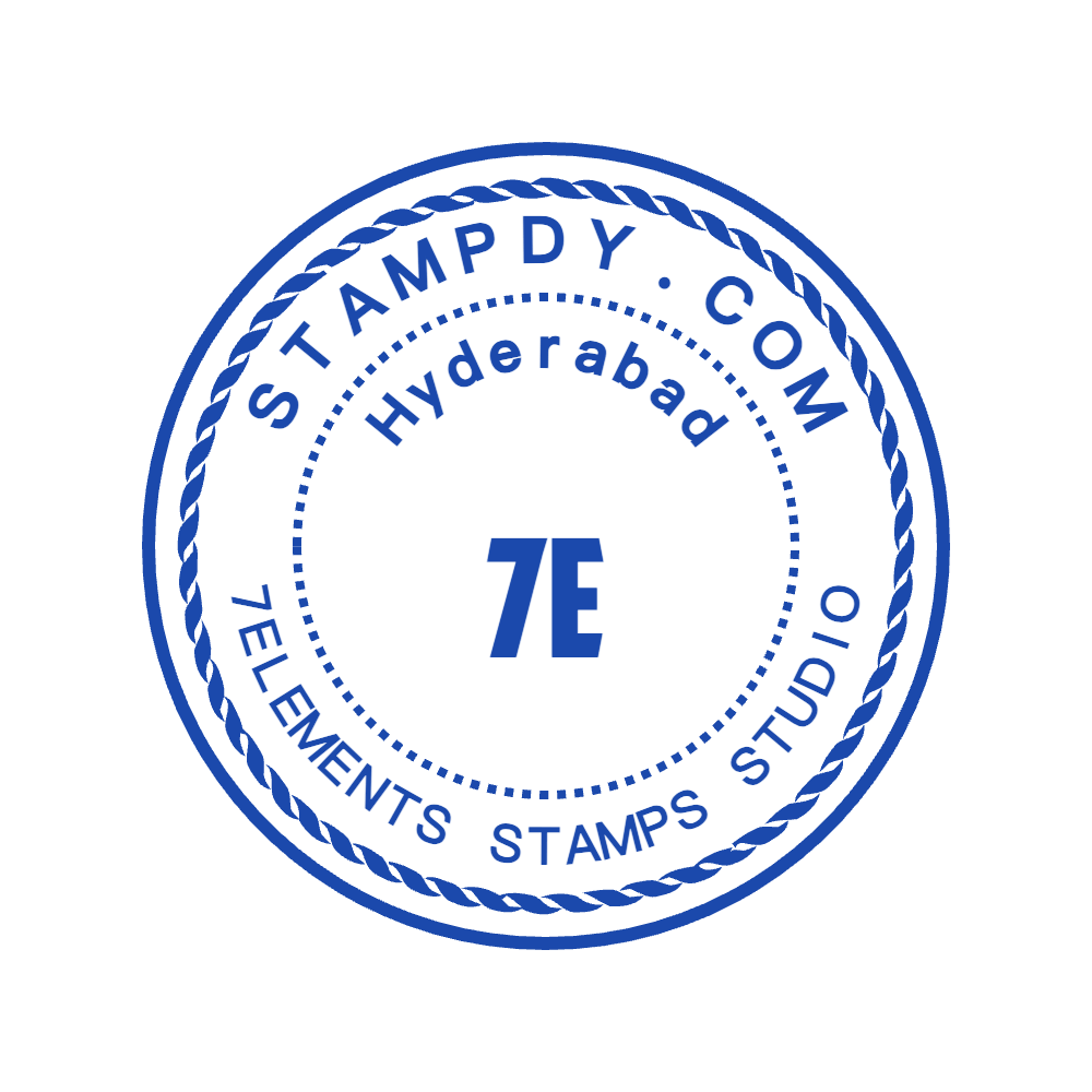 Round custom stamp showing “7E” lettering and curved text, template #5569420