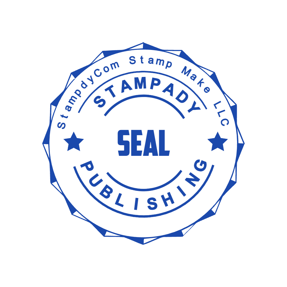 Customize this round custom stamp in SealsDigital #7185420 Round custom stamp showing “SEAL” lettering and curved text, template #7185420