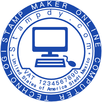 Customize this round business stamp in SealsDigital #1347362 Round business stamp showing “VAT 1234567890” lettering and curved text, template #1347362