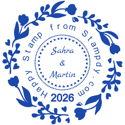 Start a wedding seal design in SealsDigital #5510115 Round wedding seal showing “Martin” lettering and curved text, template #5510115