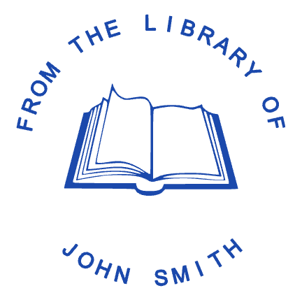 Round library ownership stamp showing “JOHN SMITH” lettering and curved text, template #1989456
