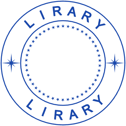 Round library ownership stamp layout with “LIRARY” lettering and curved text, #3043085