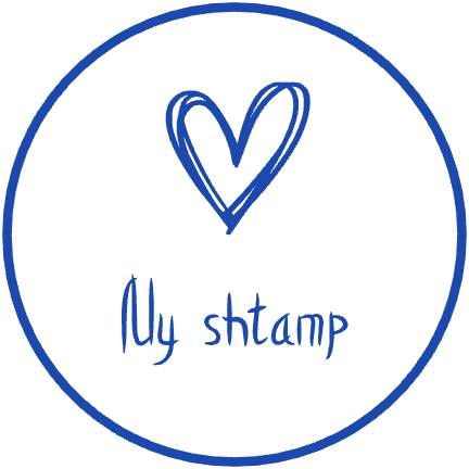 SealsDigital round library ownership stamp with “My shtamp” lettering and a graphic emblem, #4426975