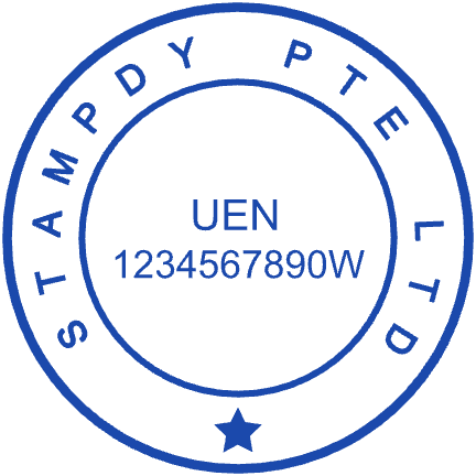 Round rubber stamp layout with “1234567890W” lettering and curved text, #4925638