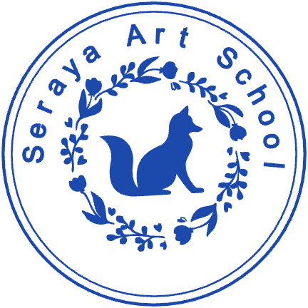 Round logo stamp with “Seraya Art School” lettering and curved text, SealsDigital #1563064