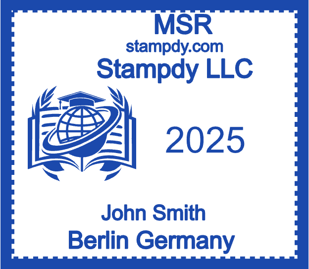 SealsDigital rectangular square seal with “Berlin Germany” lettering and a graphic emblem, #2081124