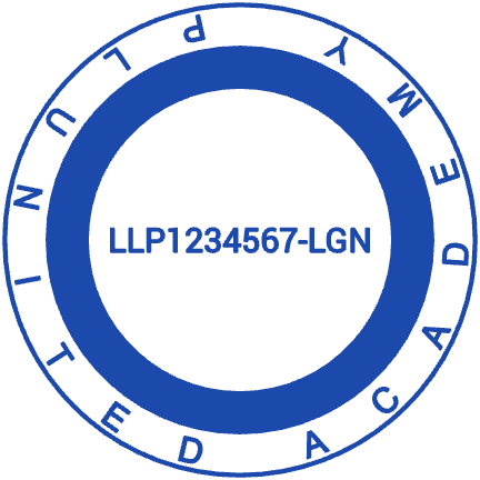 SealsDigital round Indian business seal with “LLP1234567-LGN” lettering and curved text, #3941855