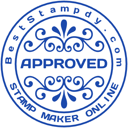 Start an Indian business seal design in SealsDigital #1744683 Round Indian business seal showing “APPROVED” lettering and curved text, template #1744683