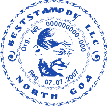 Round Indian business seal with registration details and curved text, SealsDigital #9249619