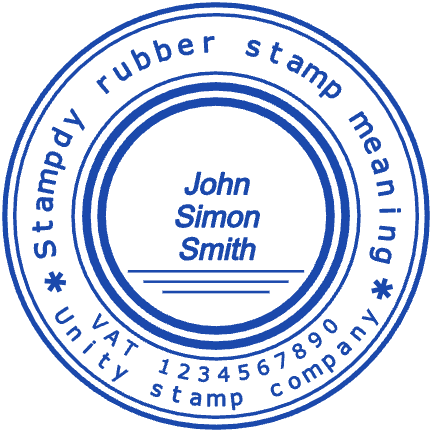 Round Unity company seal with VAT number, signature names and layered borders, SealsDigital #7479255