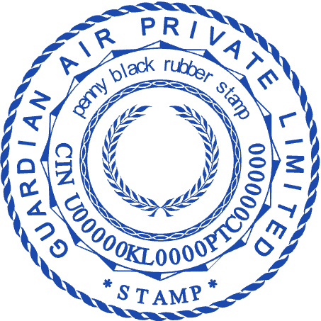 Round Guardian Air Private Limited seal with CIN number and laurel emblem, SealsDigital #8802999